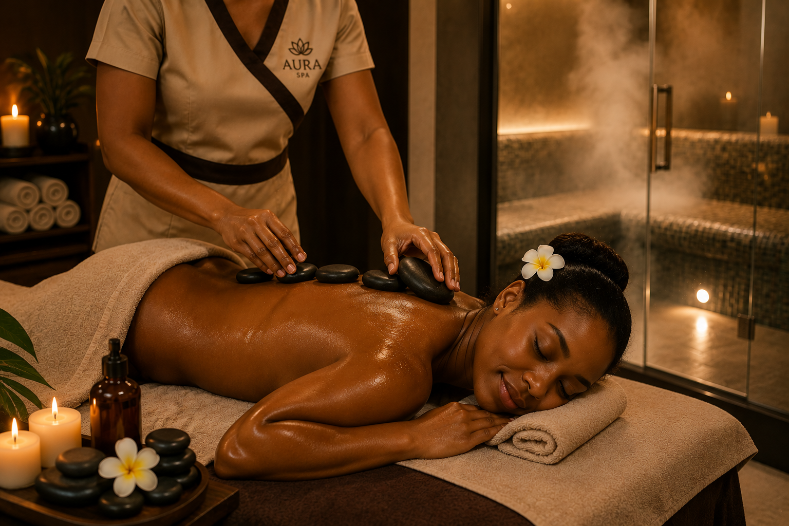 Hot Stone Massage + Free Steam